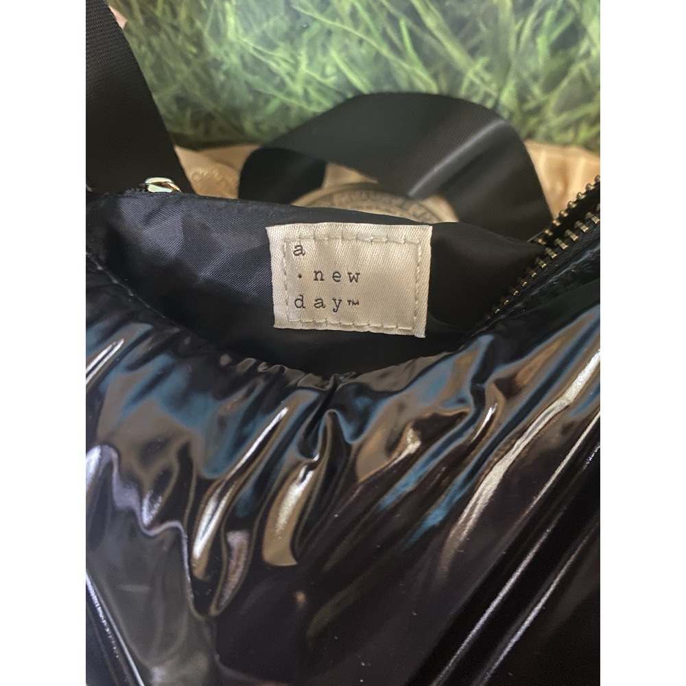 A New Day Modern BLACK Recycled Nylon Detachable Crossbody Strap Hobo Hand bag - Picture 5 of 5